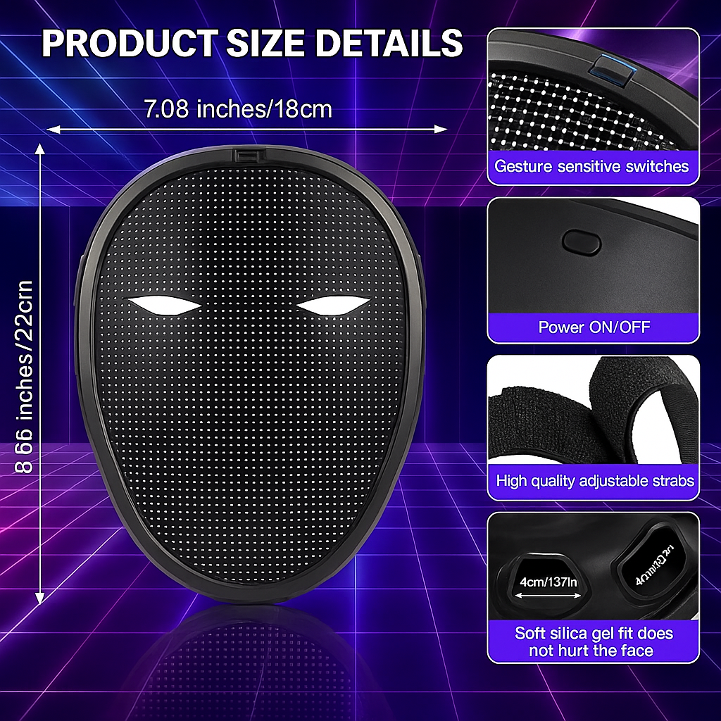 Led Halloween Mask with Bluetooth App Control