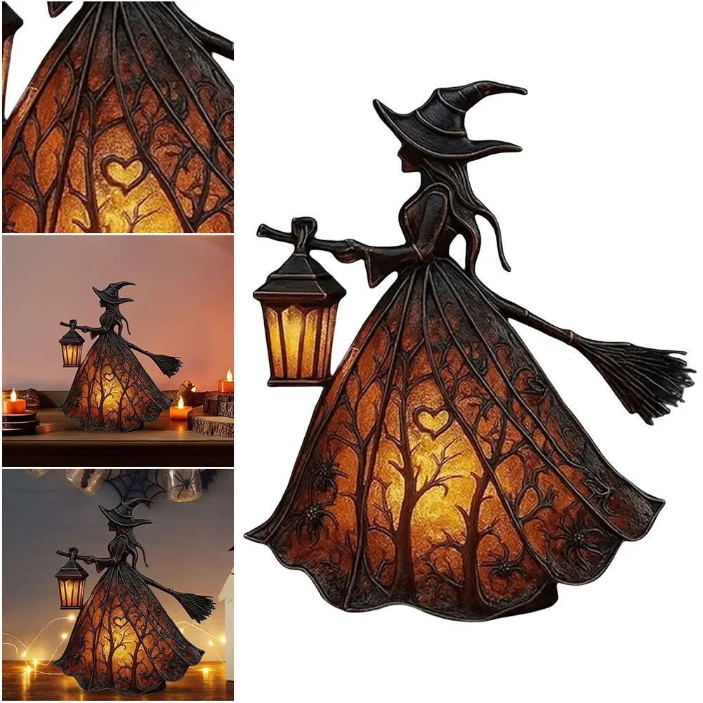 Witch Statue Table Lamp For Halloween Decor