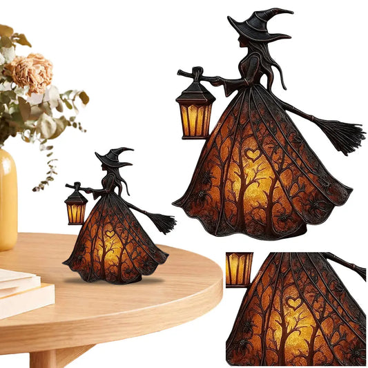 Witch Statue Table Lamp For Halloween Decor