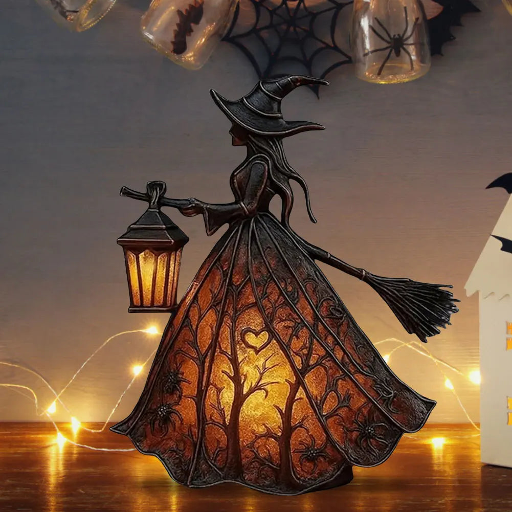 Witch Statue Table Lamp For Halloween Decor